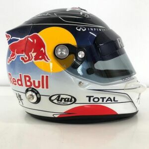 Autographed helmet of Sebastian Vettel, white marble